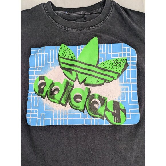 Adidas‎ Trefoil Graffiti Style T-Shirt Women’s Small Black Cotton Vintage - Picture 2 of 12